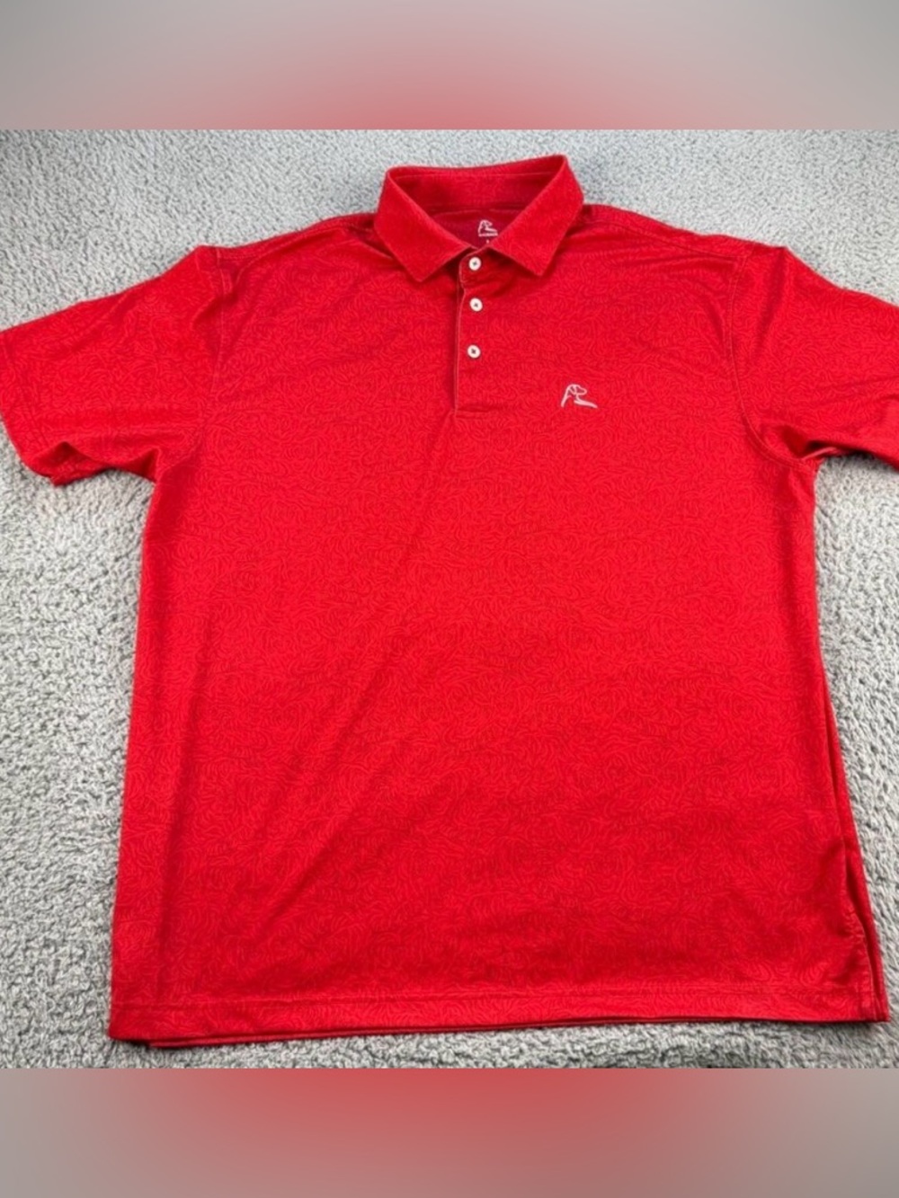 Rhoback The Tiger Polo Shirt Mens Large Red Performance Stretch Golf Meadow AOP